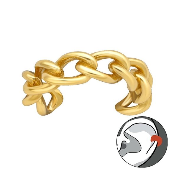 14K Gold Vermeil Chain Cuff - Picture 1 of 8
